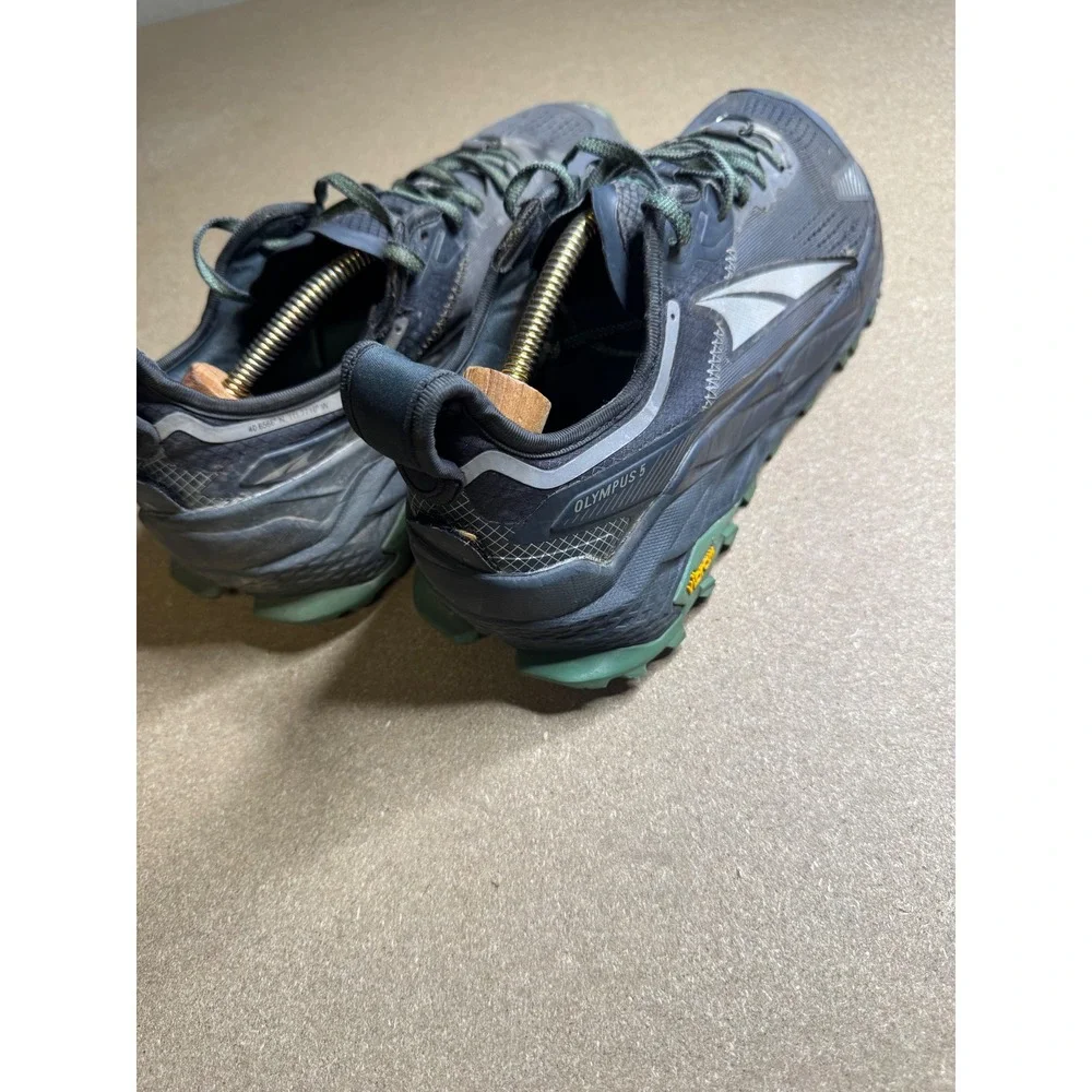 Altra Olympus 5 Mens 10.5 Trail Running Shoes Black Gray Green Vibram AL0A7R6P